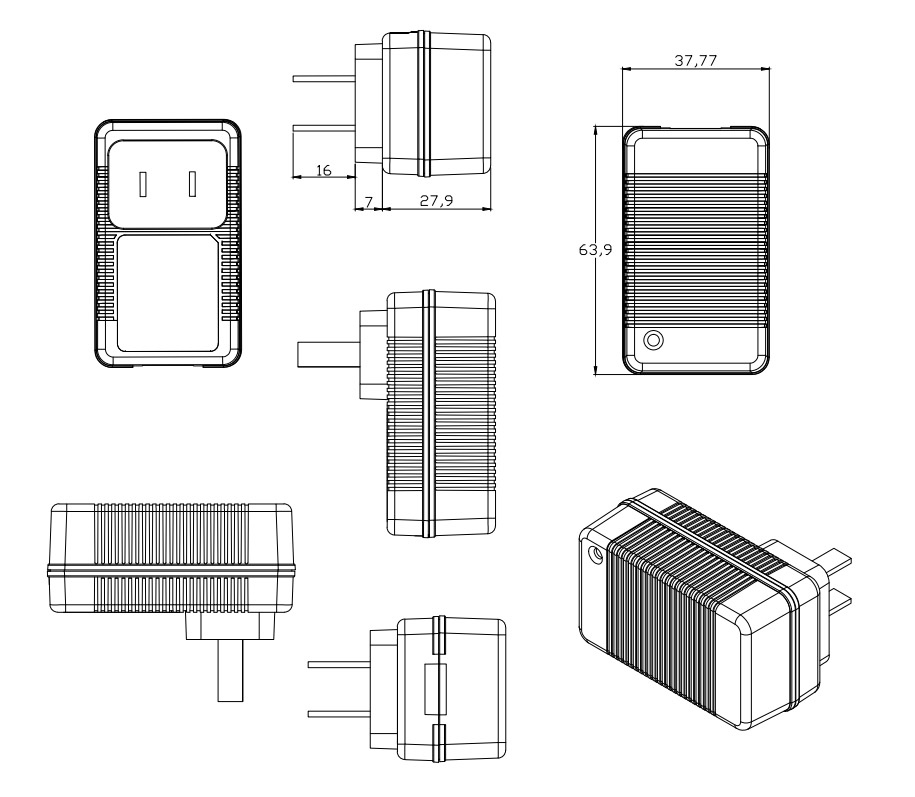 6V 1.5A Wall Plug Safety Mark Power Supply